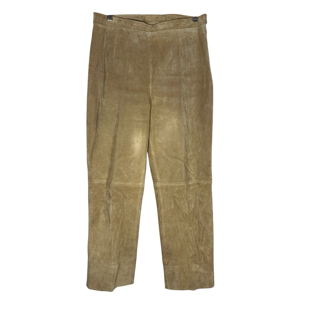 Vintage Clio Suede Leather Pants‎ Sz 8 High Rise Brown Lined  Side Zip 30x26